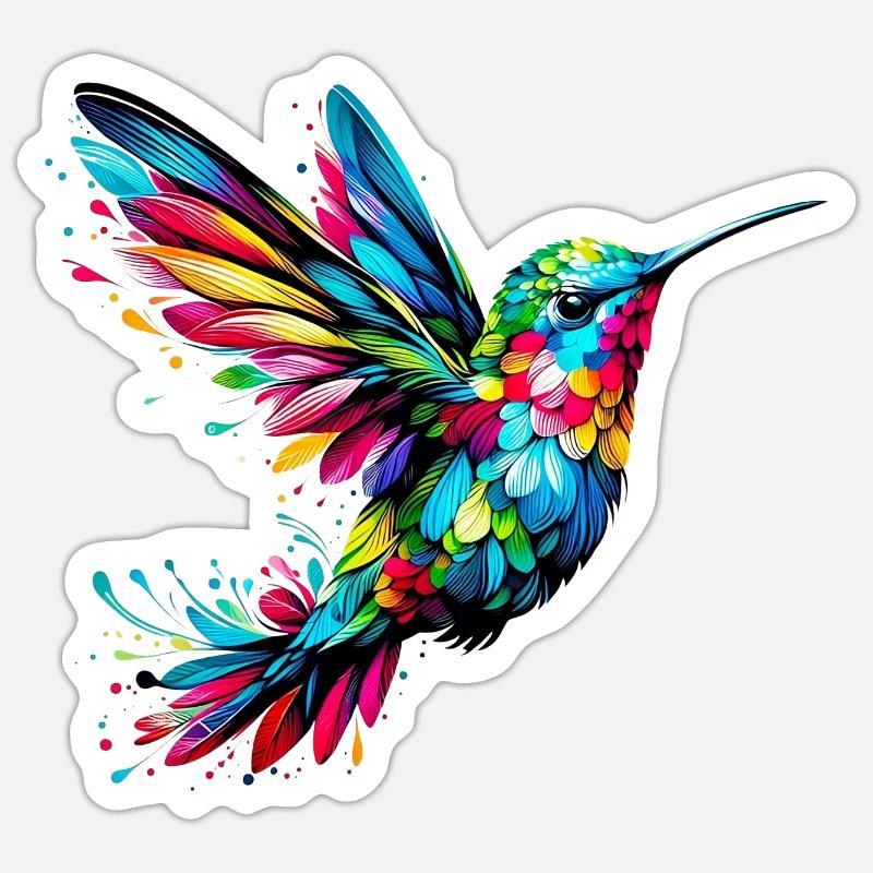 Colibri - Sticker taille S (10 x 10 cm) - blanc mat