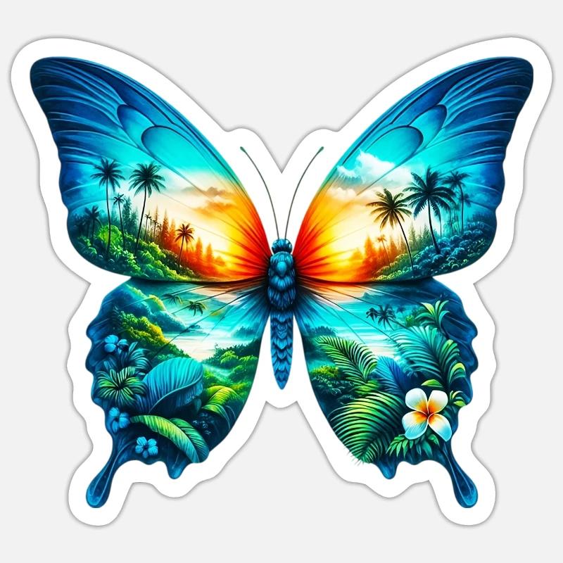 Papillon - Sticker taille S (10 x 10 cm) - blanc mat