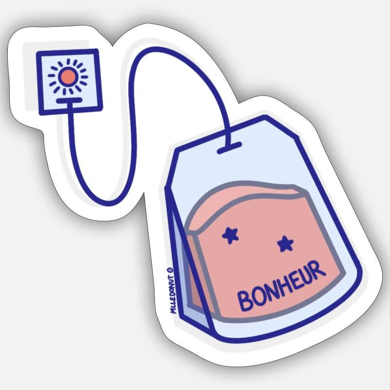 Bonheur Teebeutel Sticker Größe S (10 x 10 cm)