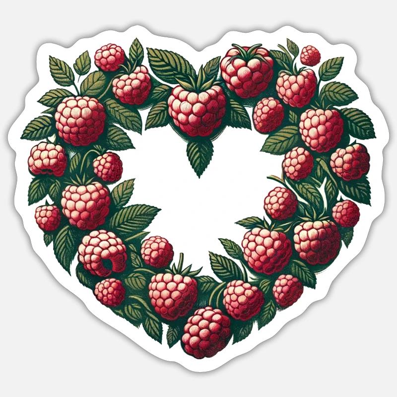 Framboises - Sticker taille S (10 x 10 cm) - blanc mat