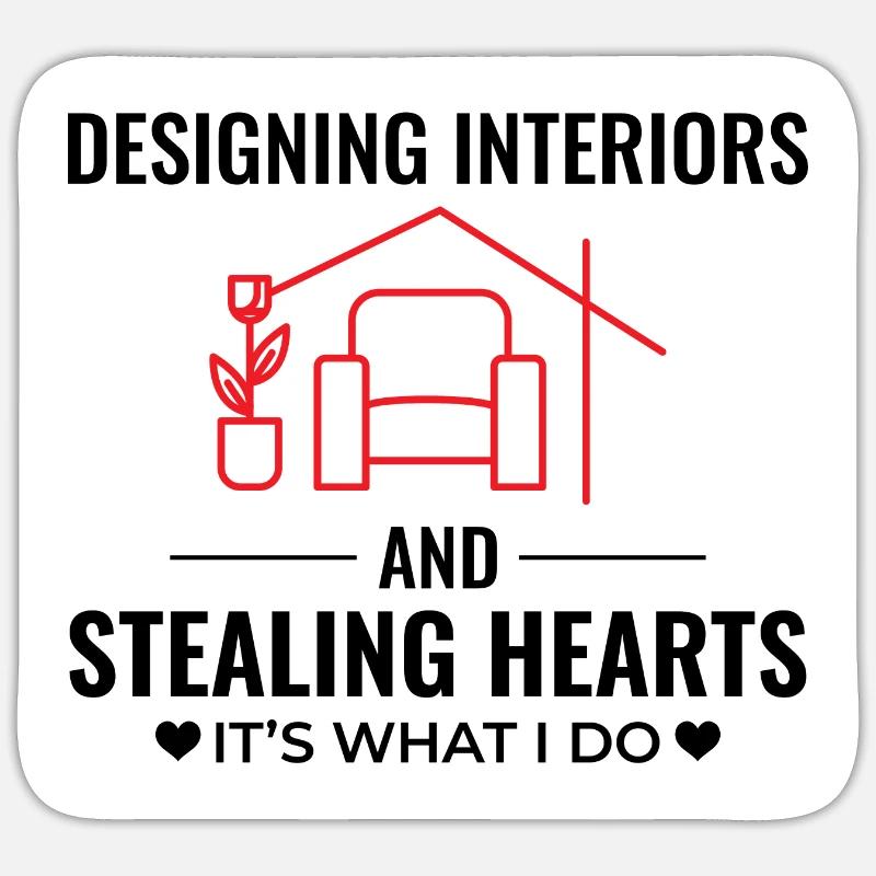 Architecte d’intérieur Décoration Design Professionnel - Sticker taille S (10 x 10 cm) - blanc mat