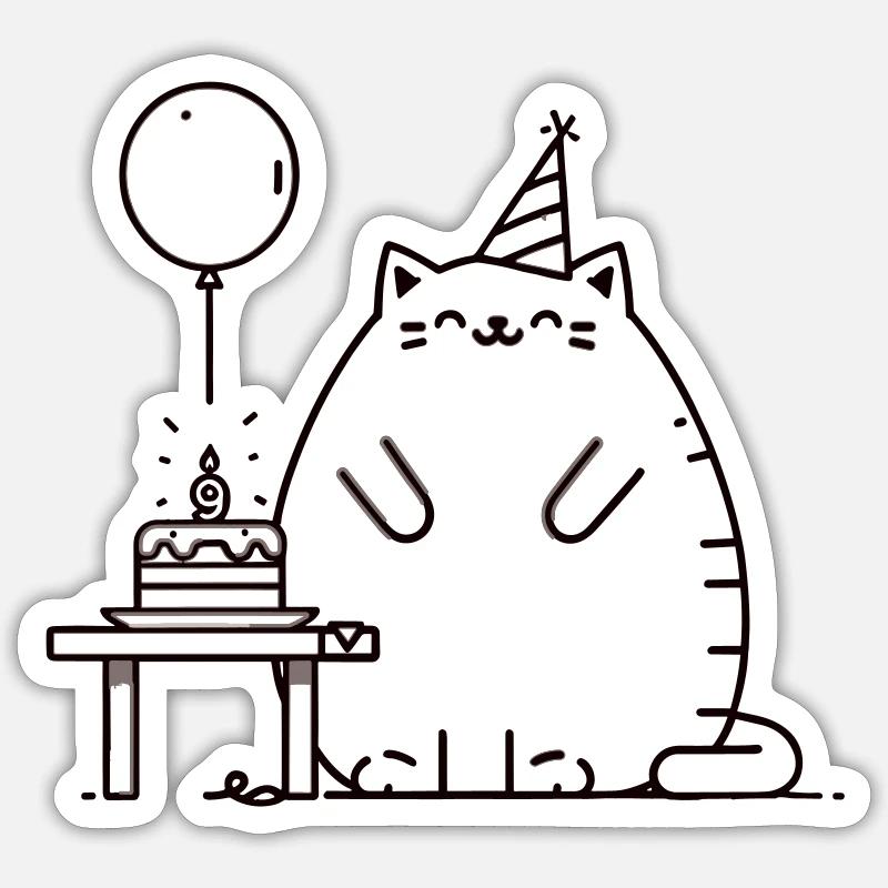 FatCat - Sticker Größe S (10 x 10 cm) - Mattweiß