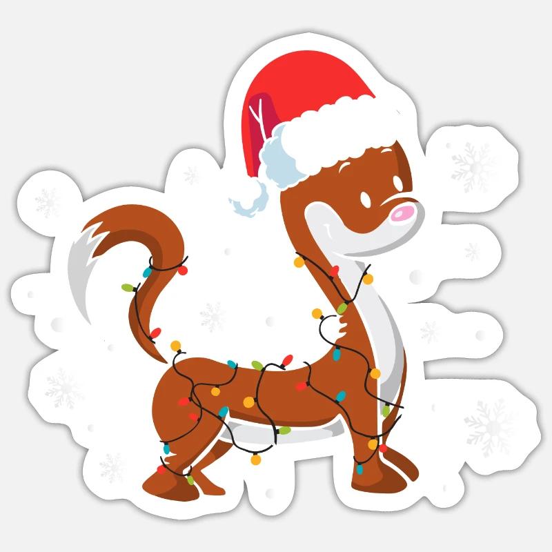 Weasel Christmas Sticker size S (10 x 10 cm)
