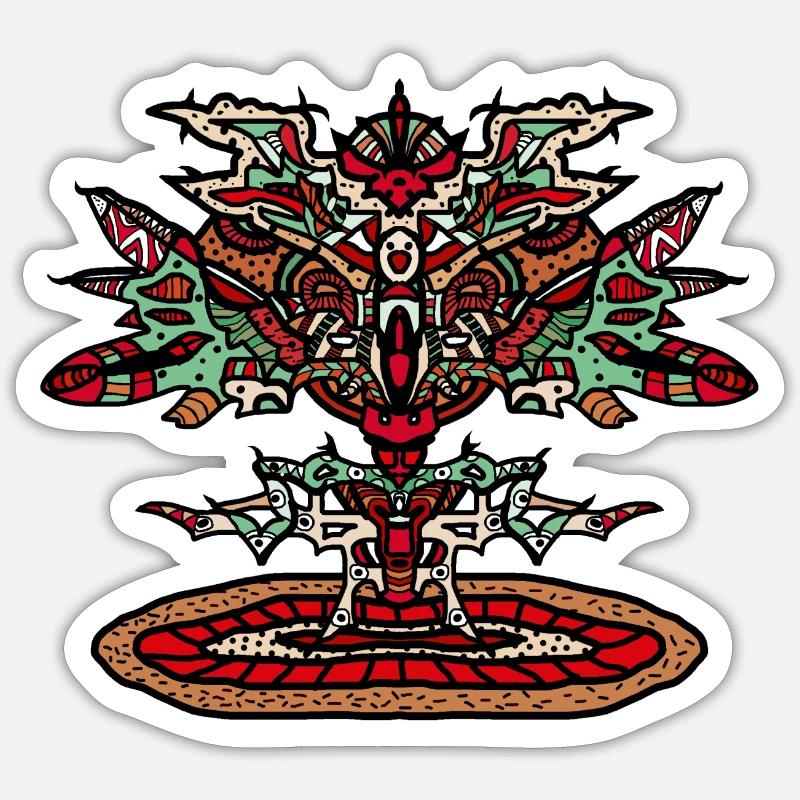 Totem Dragon Mandala Psychedelic - Sticker size S (10 x 10 cm) - white matte