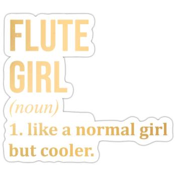 flûte - Sticker taille S (10 x 10 cm) - blanc mat - Devant