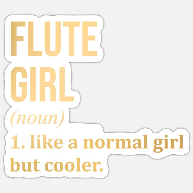flûte - Sticker taille S (10 x 10 cm) - blanc mat