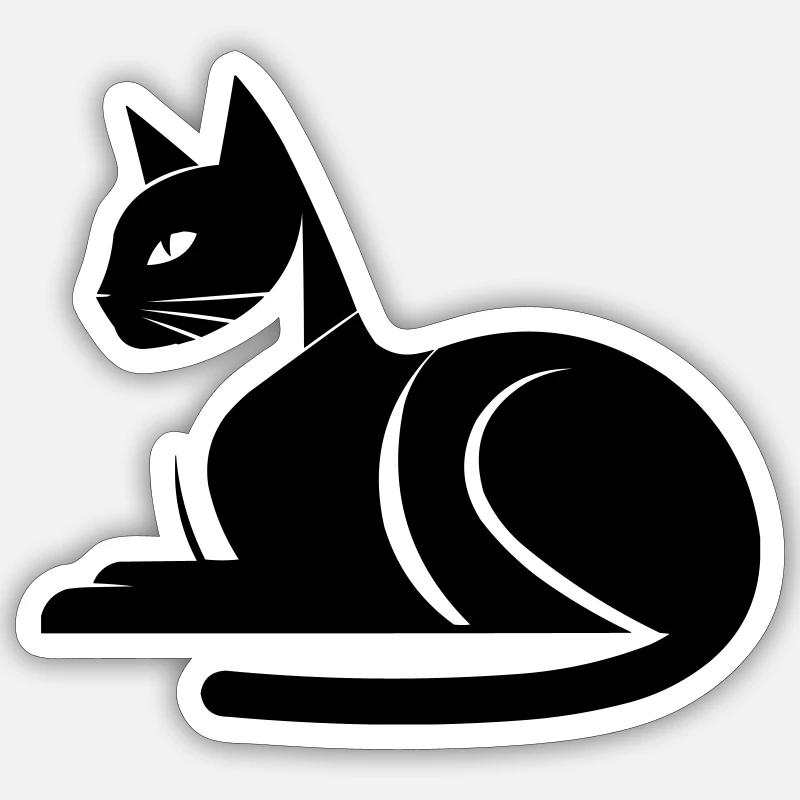 Chat - Sticker taille S (10 x 10 cm) - blanc mat