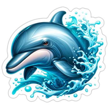 Delfin - Sticker Größe S (10 x 10 cm) - Mattweiß - Vorne