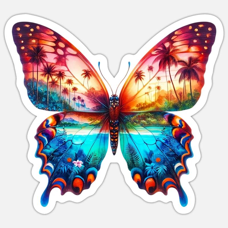 Papillon - Sticker taille S (10 x 10 cm) - blanc mat