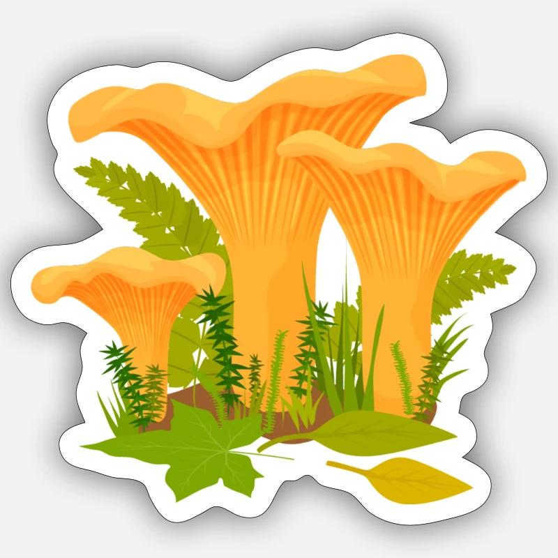 Pilze - Sticker Größe S (10 x 10 cm) - Mattweiß