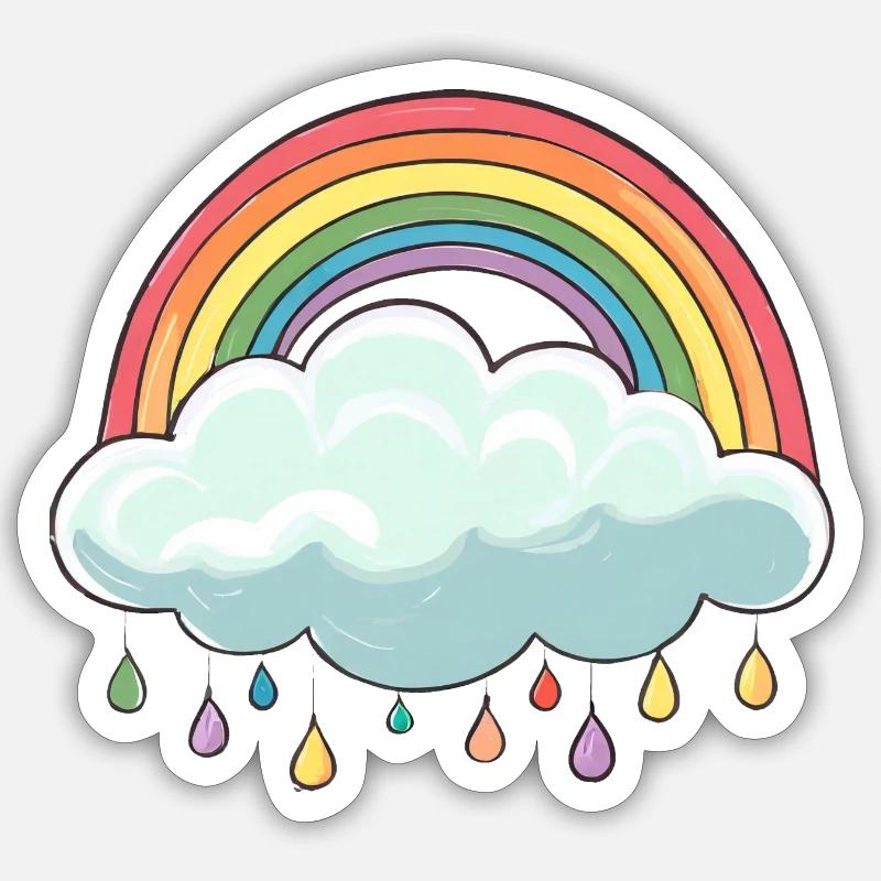 Nuage avec arc-en-ciel - Sticker taille S (10 x 10 cm) - blanc mat