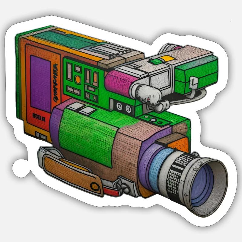 Caméscope Graffiti - Sticker taille S (10 x 10 cm) - blanc mat