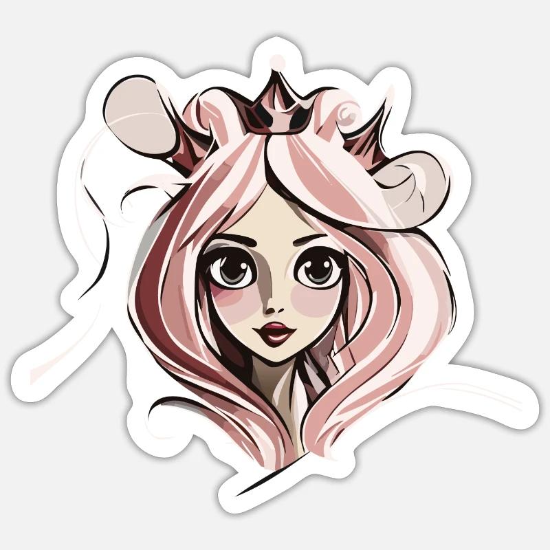 Princess Face - Sticker size S (10 x 10 cm) - white matte