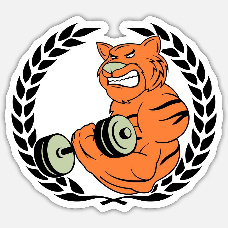 Tiger Muscle Bodybuilder - Sticker size S (10 x 10 cm) - white matte