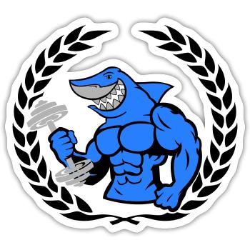 shark hai bodybuilding Hantel - Sticker Größe S (10 x 10 cm) - Mattweiß - Vorne