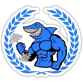 shark hai bodybuilding Hantel - Sticker Größe S (10 x 10 cm) - Mattweiß - Vorne
