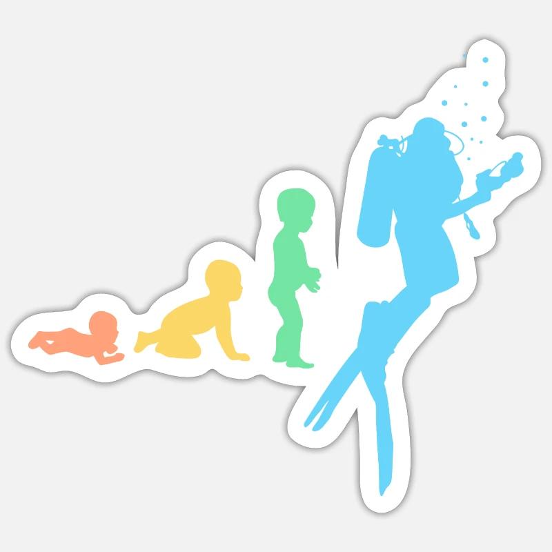 Evolution Diver - Sticker size S (10 x 10 cm) - white matte