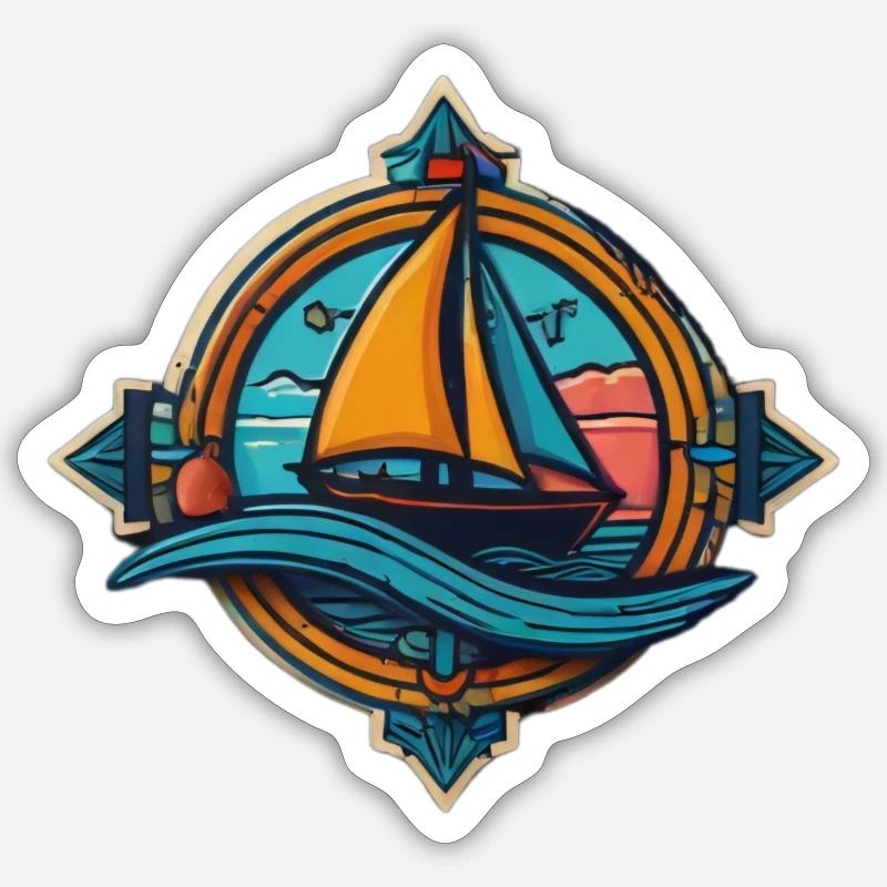 Boot in Kompass Sticker Größe S (10 x 10 cm)