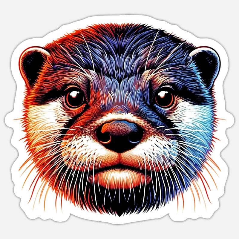Lontra - Sticker formato S (10 x 10 cm) - bianco opaco