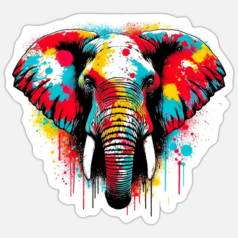 Éléphant - Sticker taille S (10 x 10 cm) - blanc mat