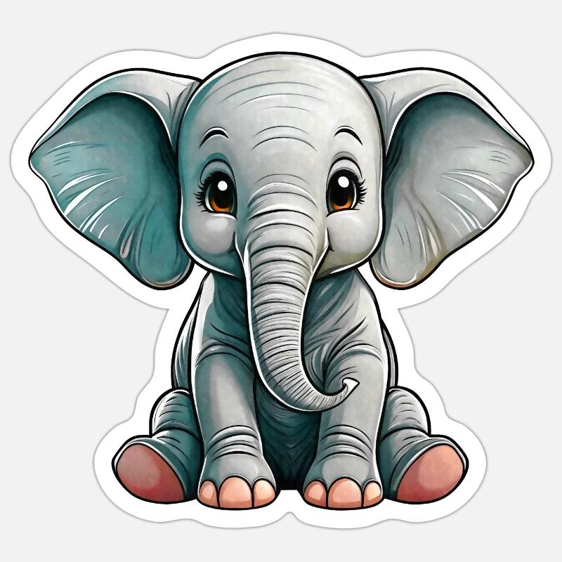 Kleiner Elefant - Sticker Größe S (10 x 10 cm) - Mattweiß