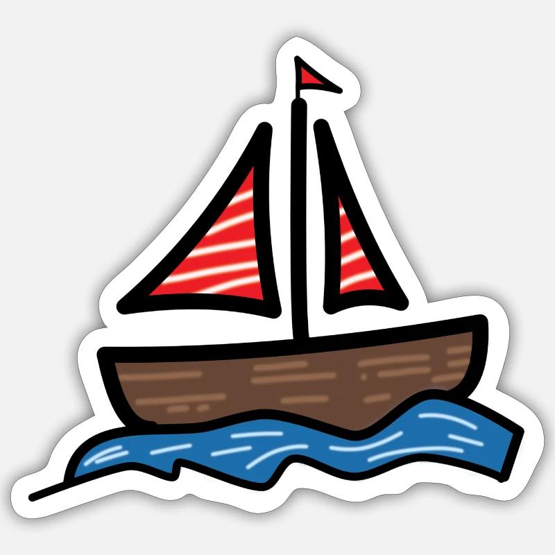Schiff, Segeln, Boot - Sticker Größe S (10 x 10 cm) - Mattweiß