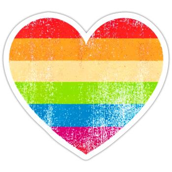 Rainbow Heart of Pride – Stripes of Love and Color - Sticker size S (10 x 10 cm) - white matte - Front