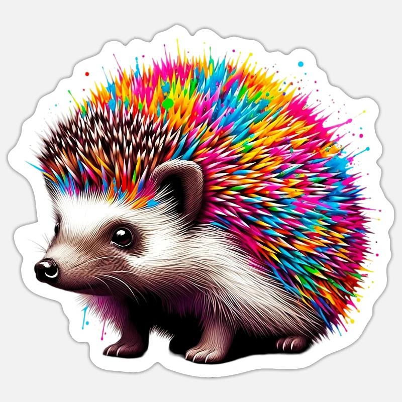 Hérisson - Sticker taille S (10 x 10 cm) - blanc mat