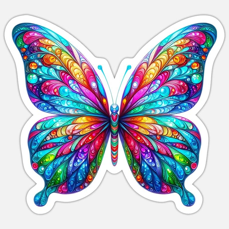 Papillon - Sticker taille S (10 x 10 cm) - blanc mat