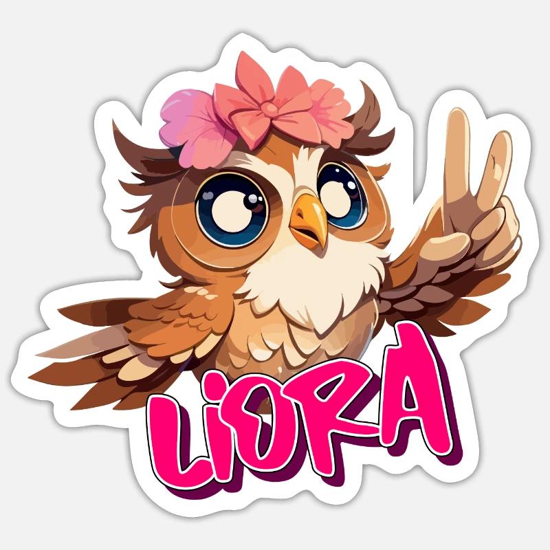 LIORA - Schöner Mädchen Name mit süßer EULE Sticker Größe S (10 x 10 cm)