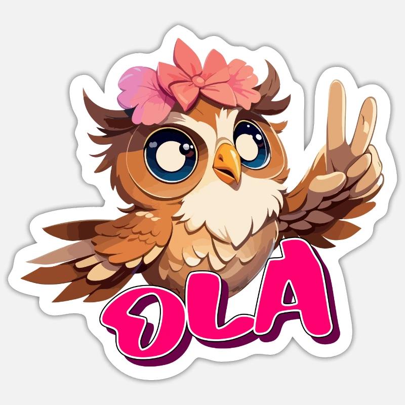 OLA - Schöner Mädchen Name mit süßer EULE Sticker Größe S (10 x 10 cm)