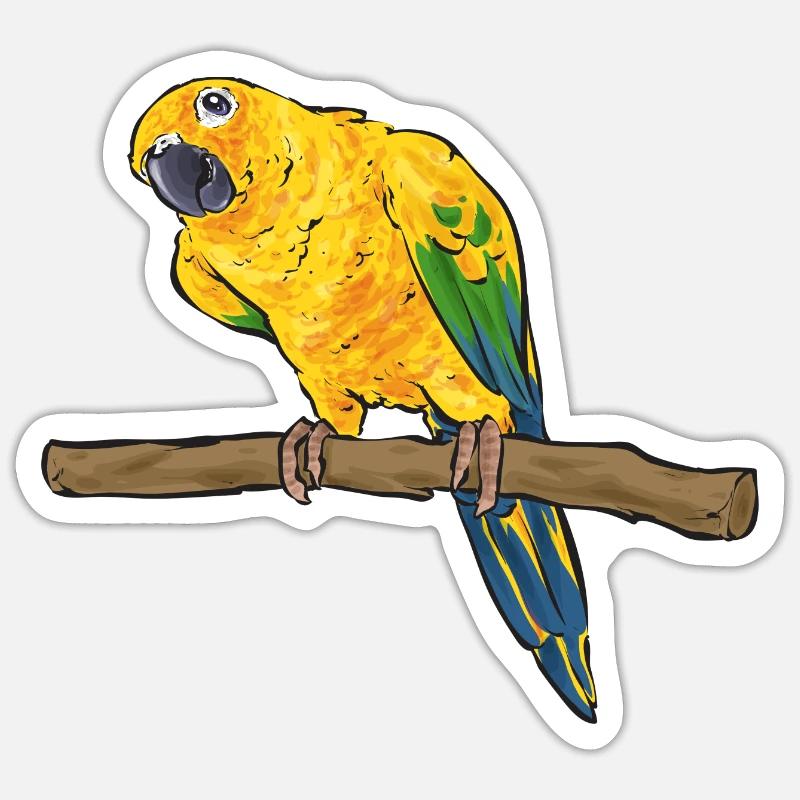 Perruche, Perroquet, Perruche, Oiseau - Sticker taille S (10 x 10 cm) - blanc mat