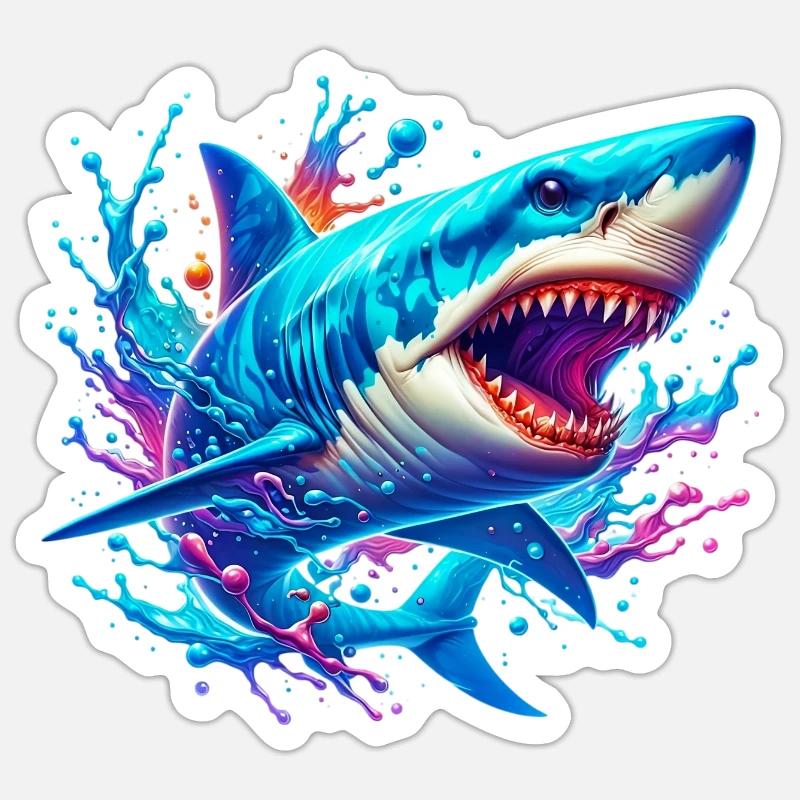 Requin - Sticker taille S (10 x 10 cm) - blanc mat