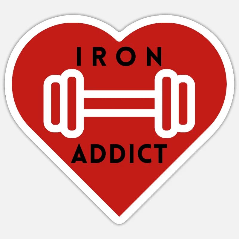 Gym Eisen Addict - Sticker Größe S (10 x 10 cm) - Mattweiß