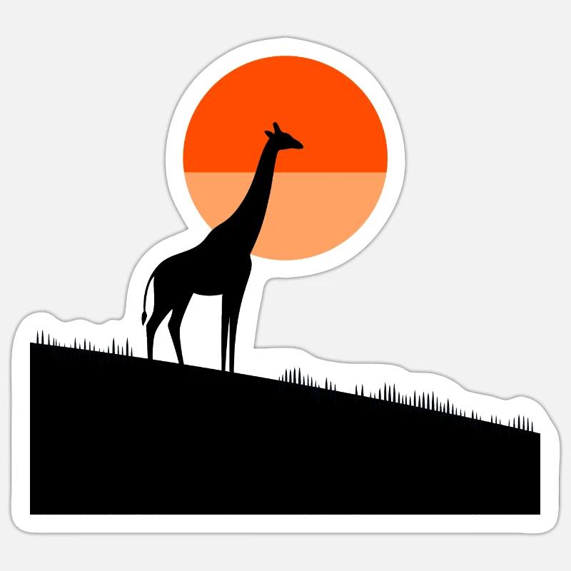 Giraffe at sunset - Sticker size S (10 x 10 cm) - white matte