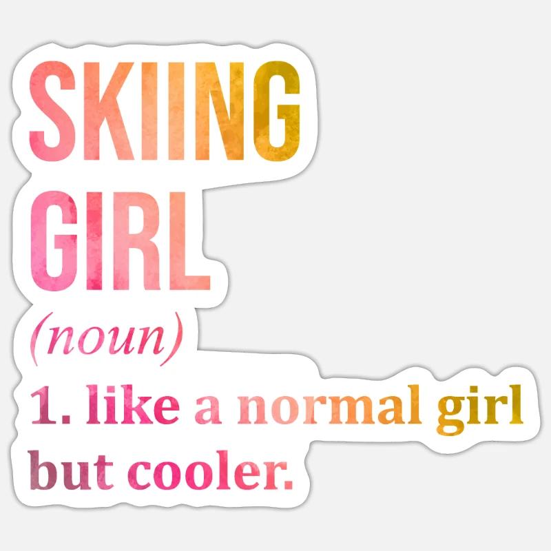 Ski - Sticker størrelse S (10 x 10 cm) - mat hvid