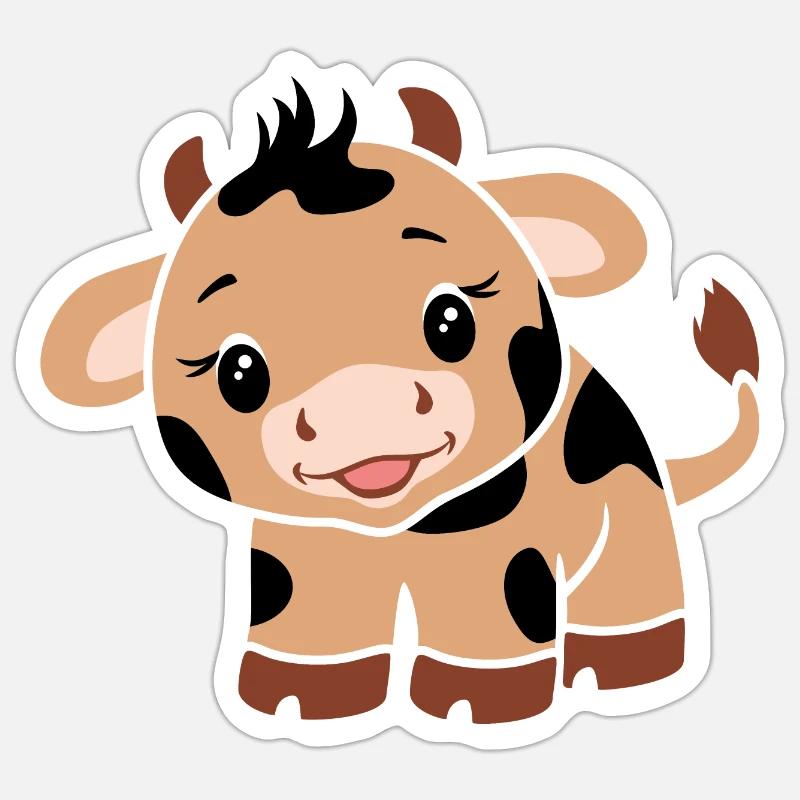Bébé taureau surpris - Sticker taille S (10 x 10 cm) - blanc mat