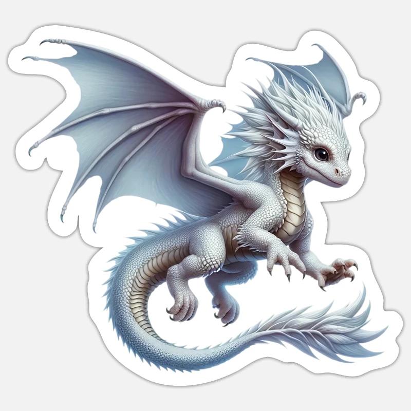 Drache - Sticker Größe S (10 x 10 cm) - Mattweiß