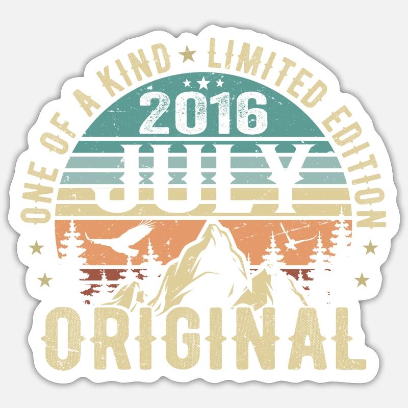 Juli 2016 Geburtstag Juli 2016 Geburtstagsgeschenk - Sticker Größe S (10 x 10 cm) - Mattweiß