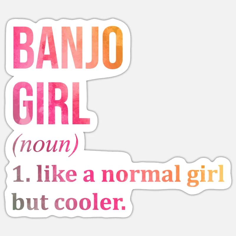 Banjo - Sticker Größe S (10 x 10 cm) - Mattweiß