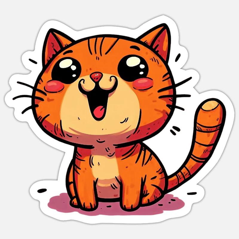Chat - Sticker taille S (10 x 10 cm) - blanc mat