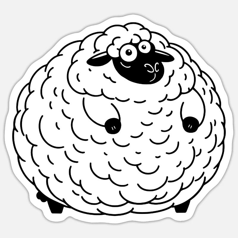 Mouton gras - Sticker taille S (10 x 10 cm) - blanc mat
