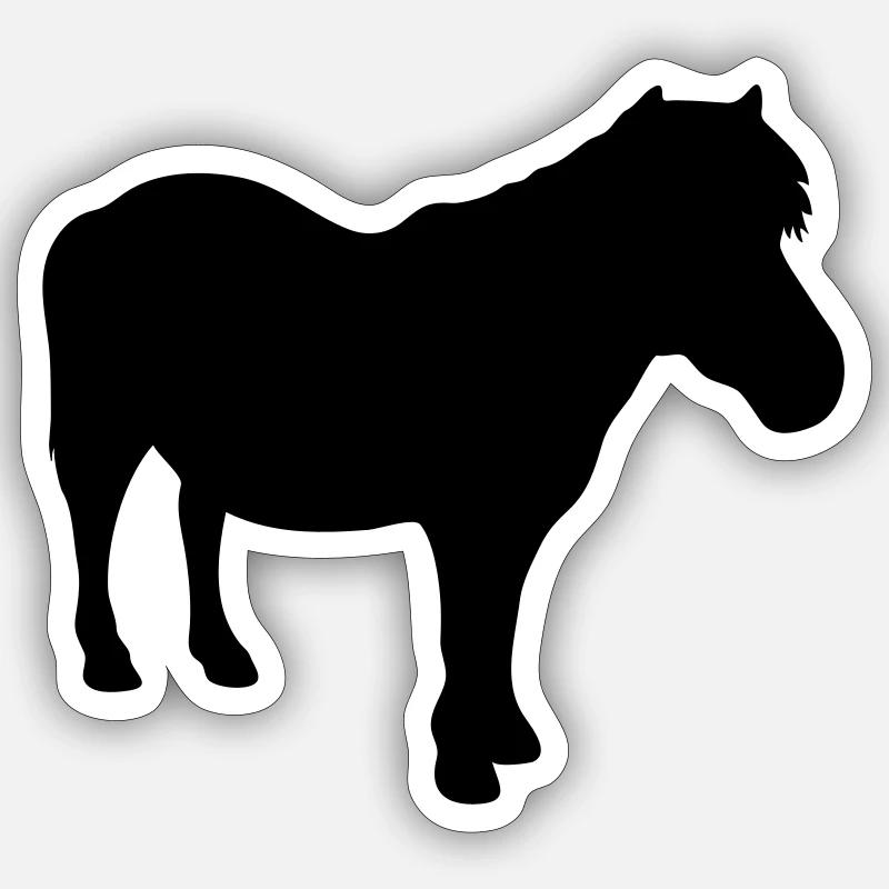 Poney Shetty - Sticker taille S (10 x 10 cm) - blanc mat