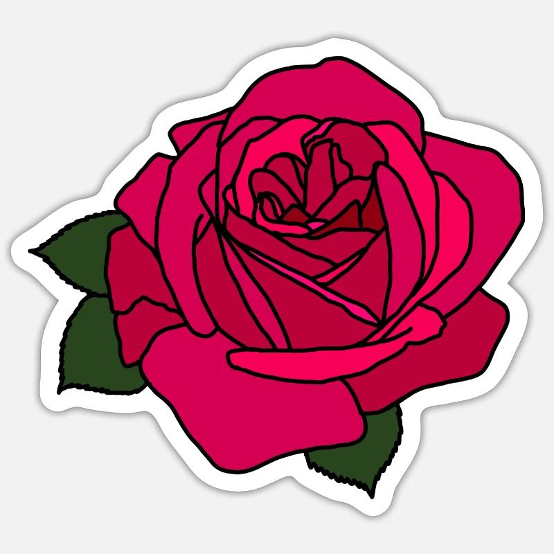 Rosa Rose - Sticker Größe S (10 x 10 cm) - Mattweiß