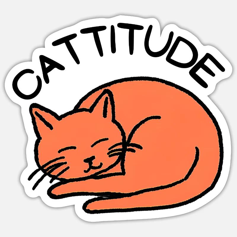 CATTITUDE - Sticker taille S (10 x 10 cm) - blanc mat