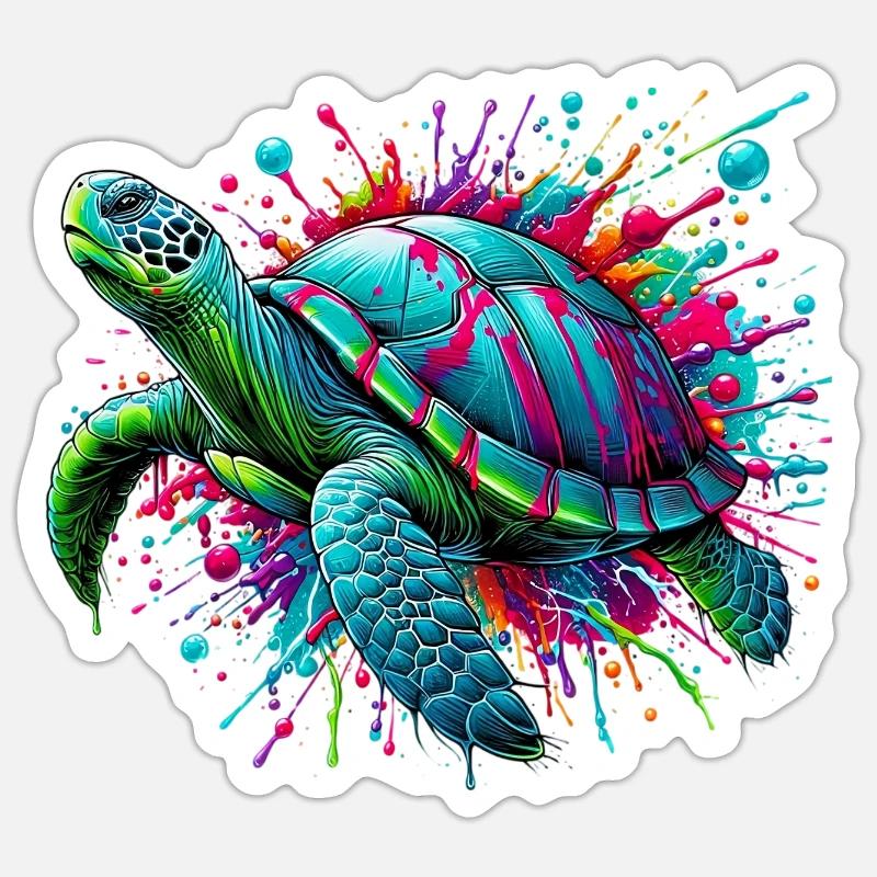 Schildkröte - Sticker Größe S (10 x 10 cm) - Mattweiß