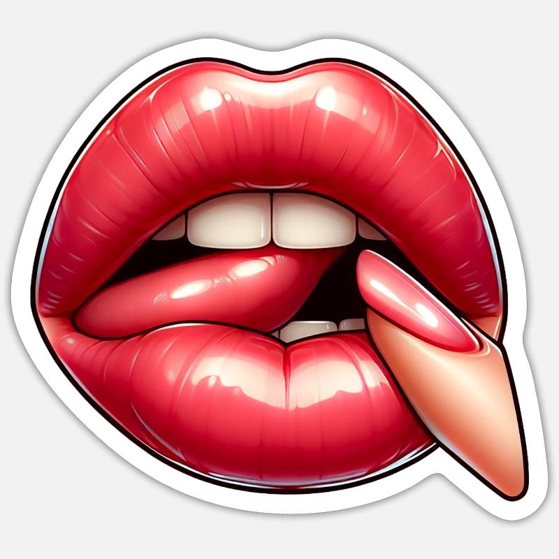 Attraktive rosa Lippe - Sticker Größe S (10 x 10 cm) - Mattweiß
