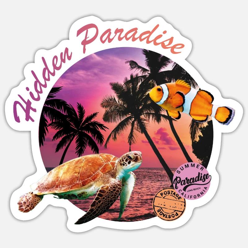 Paradis caché - Sticker taille S (10 x 10 cm) - blanc mat
