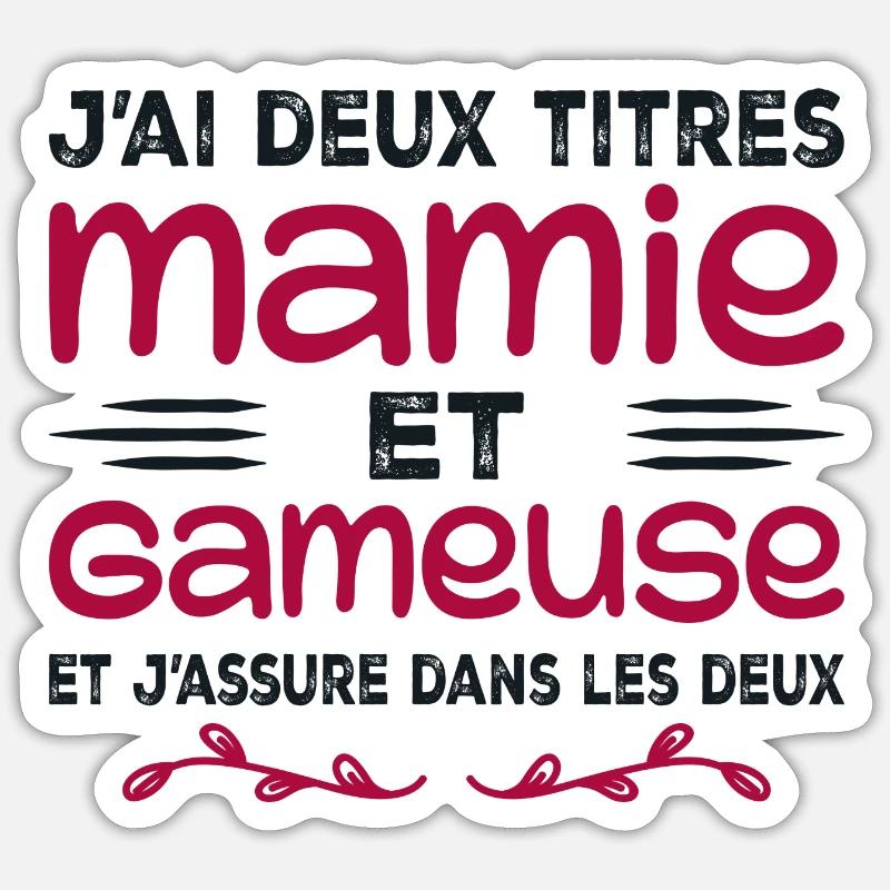 Zwei Titel Granny Gameuse | Geek | Großmutter - Sticker Größe S (10 x 10 cm) - Mattweiß