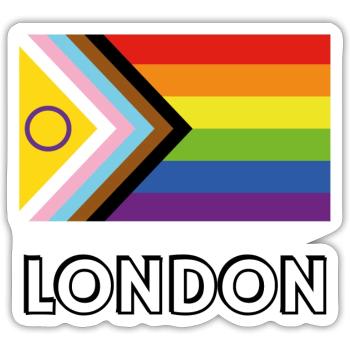 Inklusive Pride-Fortschrittsflagge London - Sticker Größe S (10 x 10 cm) - Mattweiß - Vorne